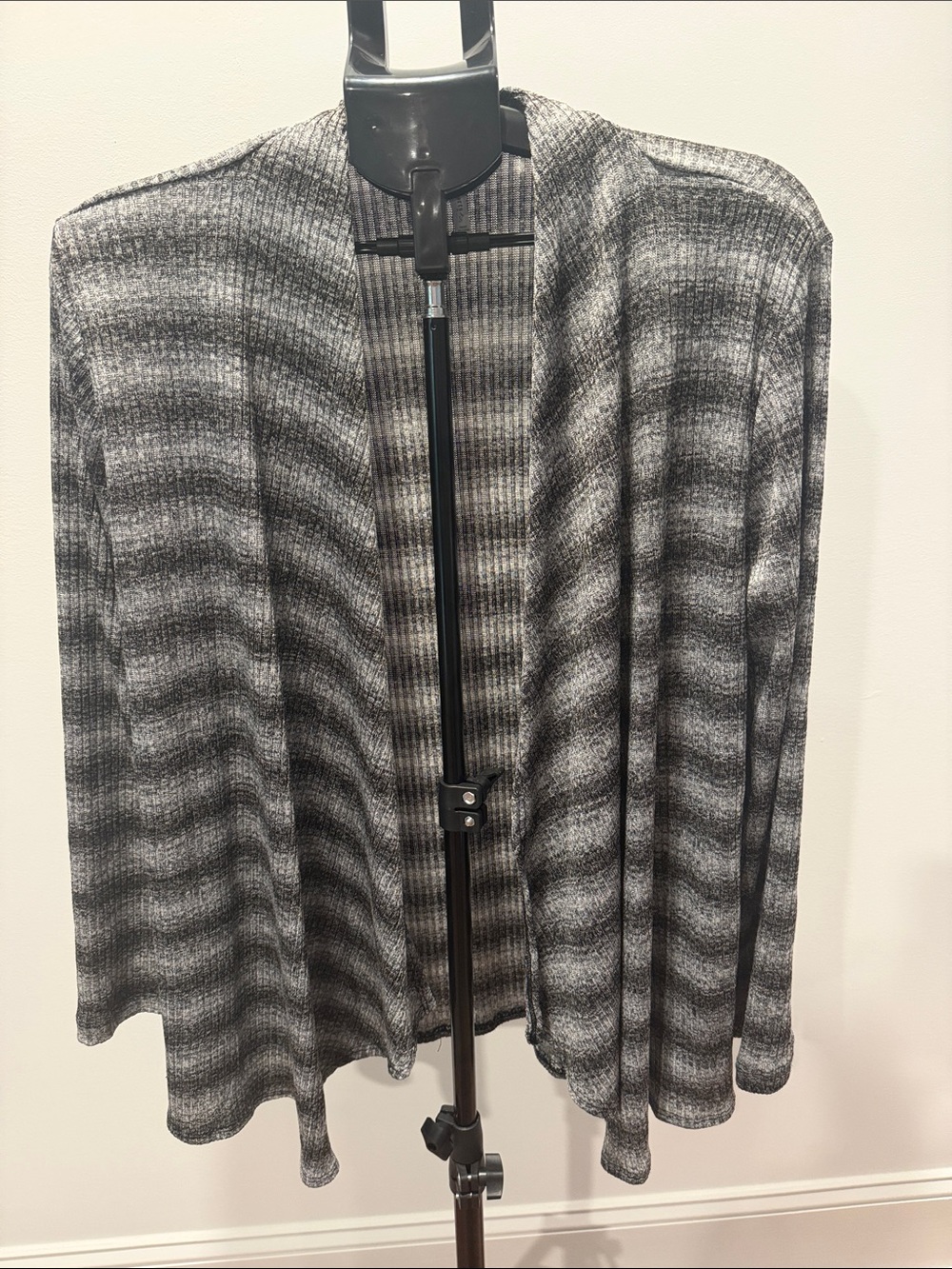 Passport Gray & Black Striped Open-Front Poncho